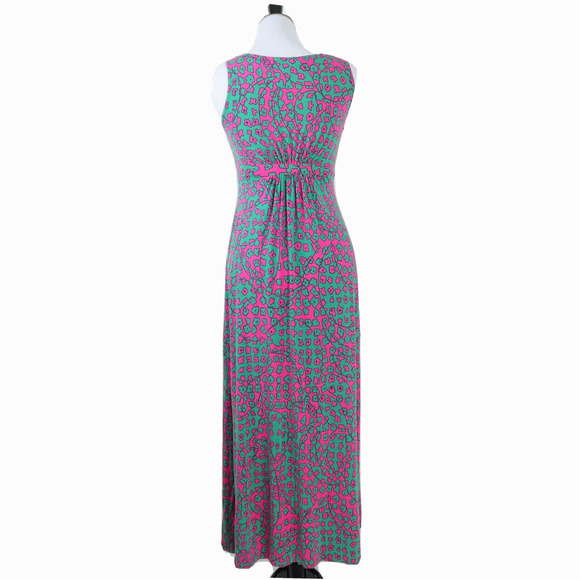 Boden US Petite 6 Floral Stretch Jersey Maxi Dress V Neck Pink Green - Picture 4 of 10